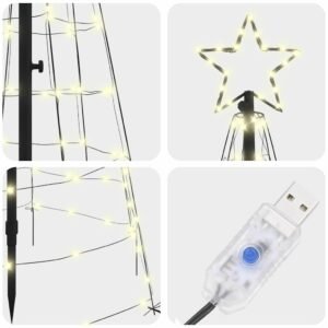 LED Christmas Tree with Ground Spikes Warm White 250 cm Iron