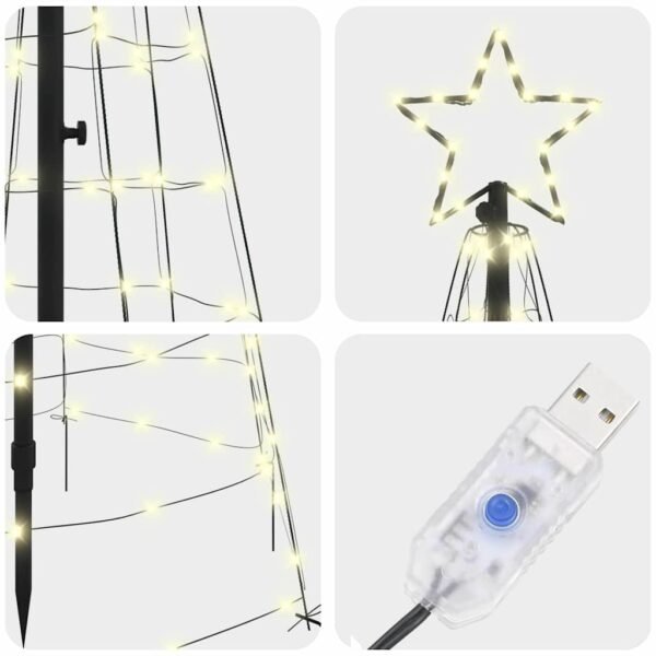 LED Christmas Tree with Ground Spikes Warm White 250 cm Iron