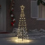 LED Christmas Tree with Ground Spikes Warm White 250 cm Iron