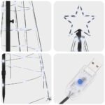 LED Christmas Tree with Ground Spikes Cool White 250 cm Iron