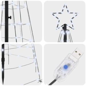 LED Christmas Tree with Ground Spikes Cool White 250 cm Iron