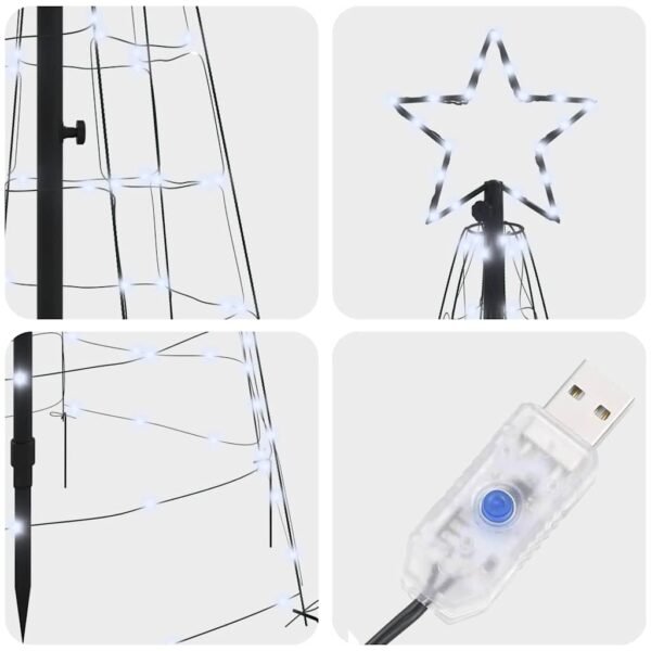 LED Christmas Tree with Ground Spikes Cool White 250 cm Iron