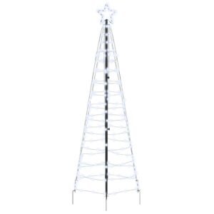 LED Christmas Tree with Ground Spikes Cool White 250 cm Iron