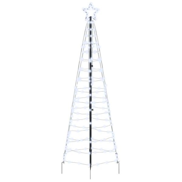 LED Christmas Tree with Ground Spikes Cool White 250 cm Iron