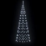 LED Christmas Tree with Ground Spikes Cool White 250 cm Iron