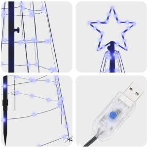 LED Christmas Tree with Ground Spikes Blue 250 cm Iron