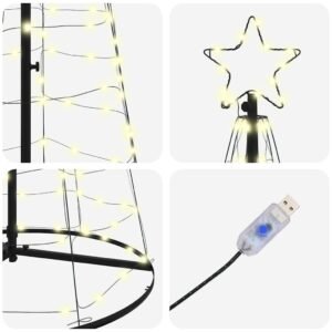 LED Christmas Tree Warm White 100 x 100 x 250 cm Iron