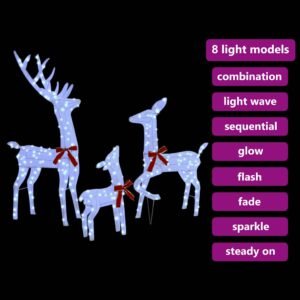 Reindeer Family 3 pcs Cold white 68 x 26 x 127 cm Fabric