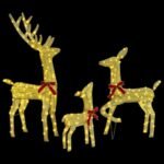 Reindeer Family 3 pcs Warm white 68 x 26 x 127 cm Fabric