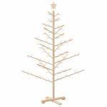 Wooden Christmas Tree with Stand Natural 150 cm Solid pine wood