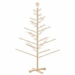 Wooden Christmas Tree with Stand Natural 150 cm Solid pine wood