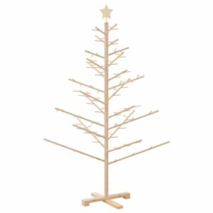 Wooden Christmas Tree with Stand Natural 150 cm Solid pine wood