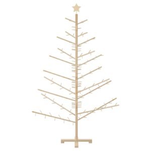 Wooden Christmas Tree with Stand Natural 180 cm Solid pine wood