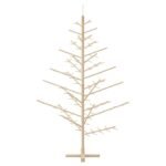 Wooden Christmas Tree with Stand Natural 180 cm Solid pine wood