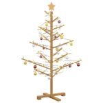 Wooden Christmas Tree with Stand Brown 125 cm Solid pine wood