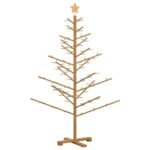 Wooden Christmas Tree with Stand Brown 150 cm Solid pine wood