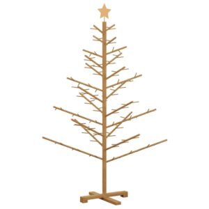 Wooden Christmas Tree with Stand Brown 150 cm Solid pine wood