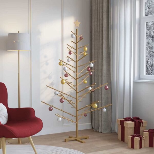 Wooden Christmas Tree with Stand Brown 180 cm Solid pine wood