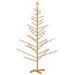 Wooden Christmas Tree with Stand Brown 180 cm Solid pine wood