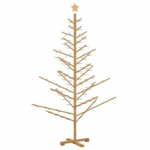 Wooden Christmas Tree with Stand Brown 180 cm Solid pine wood