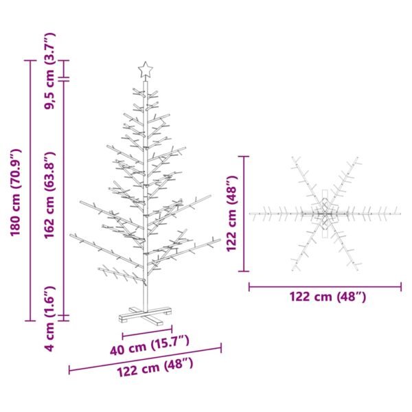 Wooden Christmas Tree with Stand Brown 180 cm Solid pine wood