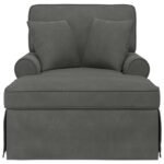 Chaise Lounge with Skirt 3 pcs Dark Grey Corduroy Fabric
