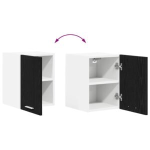 Hanging Cabinet with Door Black Oak and White 30 x 31 x 40 cm