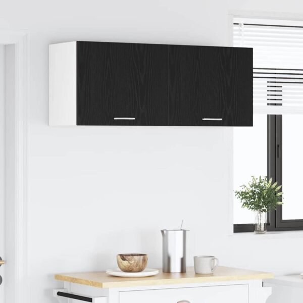 Hanging Cabinet with Door Black Oak and White 50 x 31 x 40 cm