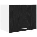 Hanging Cabinet with Door Black Oak and White 50 x 31 x 40 cm