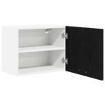 Hanging Cabinet with Door Black Oak and White 50 x 31 x 40 cm