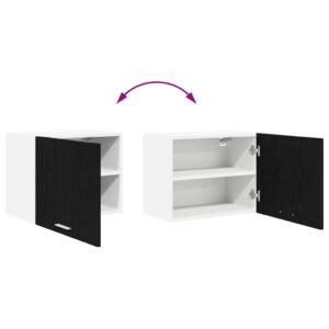 Hanging Cabinet with Door Black Oak and White 50 x 31 x 40 cm
