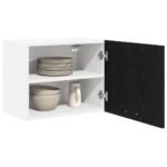 Hanging Cabinet with Door Black Oak and White 50 x 31 x 40 cm
