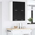 Hanging Cabinet with Door Black Oak and White 60 x 31 x 40 cm
