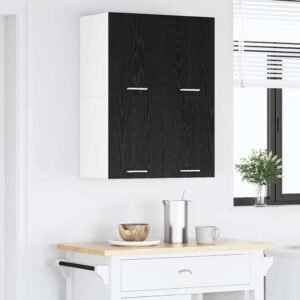 Hanging Cabinet with Door Black Oak and White 60 x 31 x 40 cm