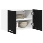 Hanging Cabinet with Door Black Oak and White 60 x 31 x 40 cm