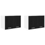 Hanging Cabinet 2 pcs Black Oak and White 60 x 31 x 40 cm