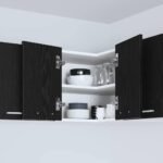 Hanging Cabinet Black Oak and White 57 x 57 x 40 cm
