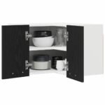 Hanging Cabinet Black Oak and White 57 x 57 x 40 cm