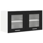 Hanging Cabinet Black Oak and White 80 x 31 x 40 cm