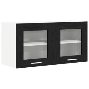 Hanging Cabinet Black Oak and White 80 x 31 x 40 cm