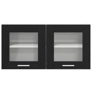 Hanging Cabinet Black Oak and White 80 x 31 x 40 cm