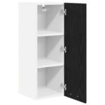 Hanging Cabinet with Door Black Oak and White 30 x 31 x 80 cm