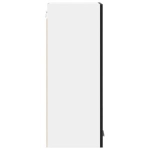 Hanging Cabinet with Door Black Oak and White 30 x 31 x 80 cm