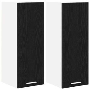 Hanging Cabinet 2 pcs Black Oak and White 30 x 31 x 80 cm