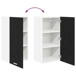 Hanging Cabinet Riga Black Oak and White 40 x 31 x 80 cm