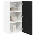 Hanging Cabinet Riga Black Oak and White 40 x 31 x 80 cm