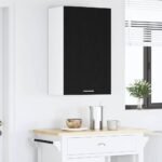Hanging Cabinet with Door Black Oak and White 50 x 31 x 80 cm