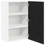 Hanging Cabinet with Door Black Oak and White 50 x 31 x 80 cm
