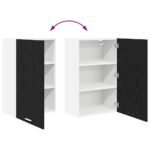 Hanging Cabinet with Door Black Oak and White 50 x 31 x 80 cm