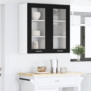 Hanging Cabinet Black Oak 40 x 31 x 80 cm Engineered Wood